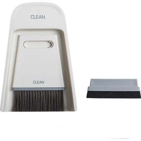 Ensemble de pelle à poussière de balai, balais de poussière Table de bureau Mini balai de nettoyage de pelle à poussière brosse de nettoyage essuyage outils de nettoyage(Gris Blanc)-LIAIKI (1/5)