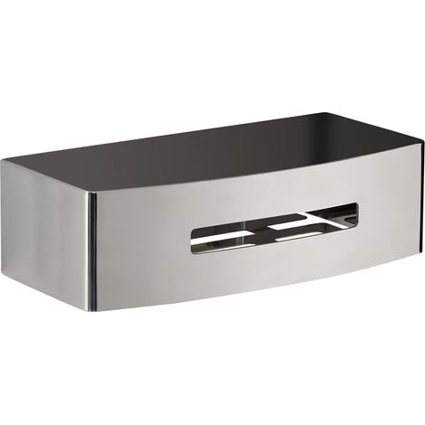 Porte-douche rectangulaire chromé en acier, dimensions 7,2 x 24 x 12,3 cm et poids 0,815 kg (1/4)