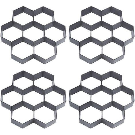 Lot de 4 moules à dalles de jardin réutilisables, pour créer soi-même des allées de jardin en béton. (1/4)