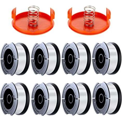 BUNTHAUS PA 8 Pack Bobine Fil Coupe Bordure Compatible avec Black et Decker Coupe Bordures, A6481 A6485 1.65mm Bobine de Fil Debroussailleuse(8 Fil Coupe Bordure,2 Couvercle,2 Ressort) (1/4)