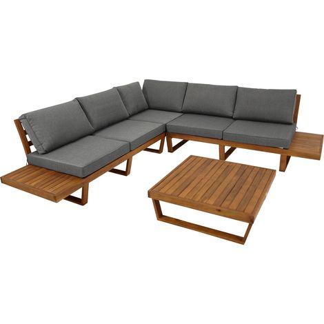 Lounge Set CARTAGENA, Akazie geölt, mit Polster grau, FSC®-zertifiziert (1/5)