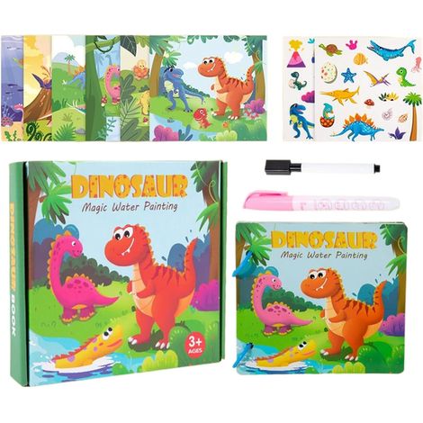 Livre de peinture à l'aquarelle Livre d'exercices en papier dinosaure pour tout-petits – pour garçon, fille, étudiant, tout-petit, artiste, débutant, jeune, école, voyage, maison (1/5)