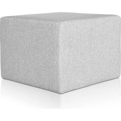 EVERGREENWEB Pouf poggiapiedi 63x63 cm per Divano Sgabello Cubo, tessuto Idrorepellente: Pouf design moderno per soggiorno camera da letto, Puff salotto, Pouffe Rubino GRIGIO (1/4)
