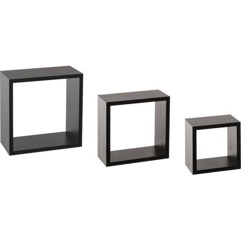 3 piccole mensole a muro fixy cubo nero  - 5five