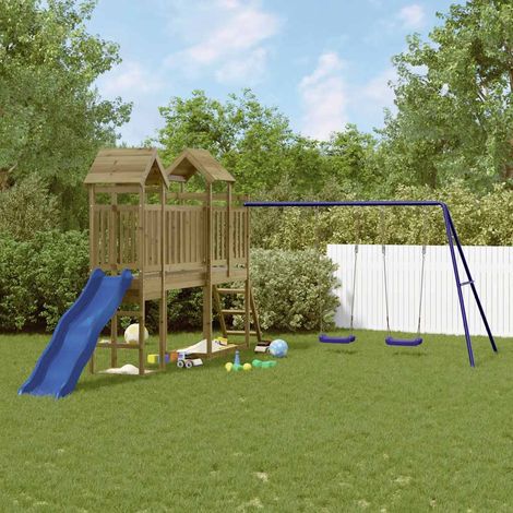 Aire de Jeux d'extérieur Maisonnette de jeu Maison enfant exterieur bois de pin imprégné 48556 (1/5)