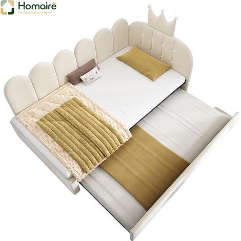 Cadre de lit velours beige 203 x 98 x 95 cm HOMAIRE (1/5)