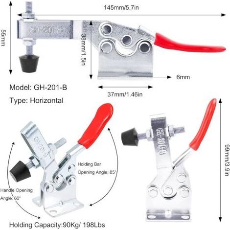 Ahlsen 4pcs Pince à Genouillère, dispositif de serrage à genouillère, outil à main, capacité de maintien environ 90 kg, antidérapant, desserrage rapide, robuste (1/5)