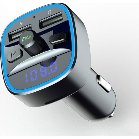 Transmisor de audio Bluetooth para coche, transmisor FM Bluetooth 5.0, adaptador de radio, cargador de coche con doble puerto USB, llamadas manos libres, compatible con tarjeta TF y unidad flash USB (1/5)