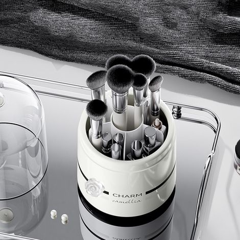 Boîte De Rangement Cosmétique Rotative - Cylindre De Rangement Pour Pinceaux Maquillage - Pour Table De Toilette Bureau - 1 Pièce (1/3)