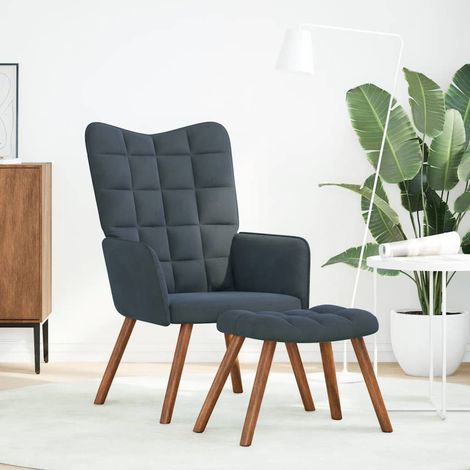 Fauteuil de Salon,Chaise,Fauteuil relax avec tabouret en velours gris foncé CFW277786 (1/5)