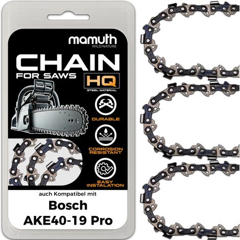 3x Chaîne de tronçonneuse 40cm 1,3mm 3/8" 57 TG pour Bosch AKE40-19 Pro (1/4)