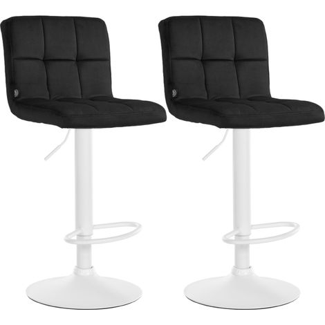 Set di 2 sgabelli da bar in velluto Perù nero bianco