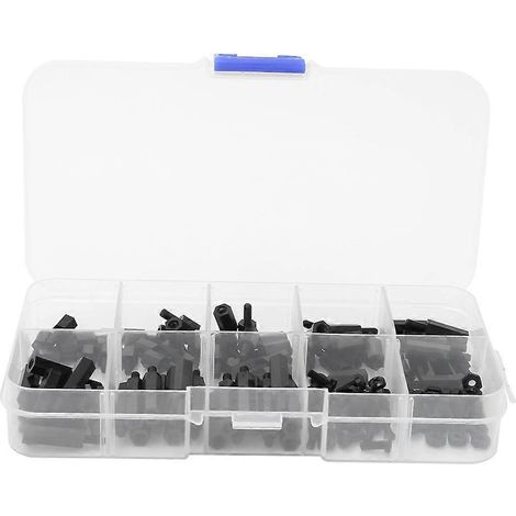 140-teiliges Nylon-Schraubenset M2.5 Rundkreuzschraubenmutter Innengewinde Außengewinde Abstandshalter (Schwarz)