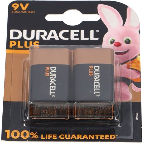 Duracell Plus-9V B2 9 V Block-Batterie Alkali-Mangan 9 V 2 St.