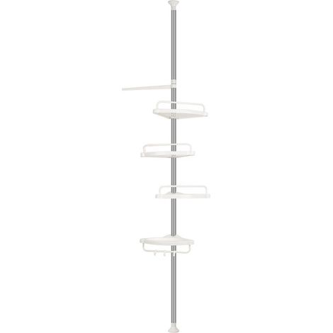 Etagère d'angle de douche télescopique en acier inoxydable 254-304cm assiette en plastique (1/5)