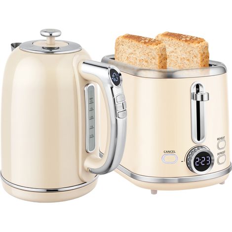 Polished Retro 40-100°C Kettle and Toaster Set - Cream (1/5)