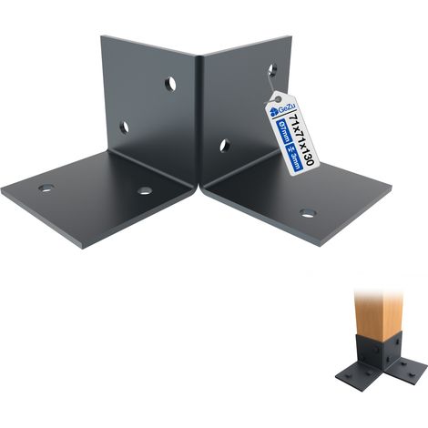 Support de sol pour poteau bois thermolaqué anthracite RAL 7016 – 71 x 71 mm – Fixation au sol pour pergola et structures extérieures – GeZu Impex