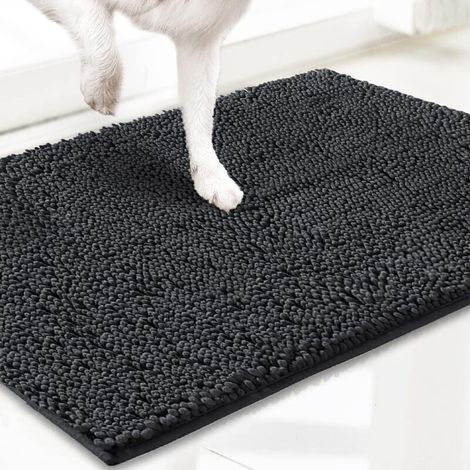 Paillasson et tapis pour animaux de compagnie en microfibre très absorbant, antidérapant, épais, lavable, en chenille douce, pour intérieur et extérieur, 60 x 150 cm - Gris carbone (1/5)