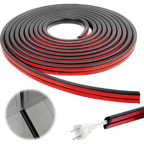 Cache Cable Flexible, Passe Cable Sol, Auto-Adhésif de Goulotte Electrique, pour Cachez et Protégez Les Câbles Facilement et Prévient Les Accidents, 20mm×10mm - 6m (Black) (1/4)