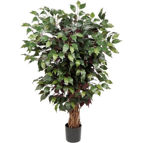 Plantes artificielles Grande Plante Artificielle Benjamini Ficus Arbre Artificiel Plante d'intérieur déco pour Bureau déco Chambre à Coucher Salle à Manger intérieur déco extérieur Vert Rouge 105 CM (1/5)