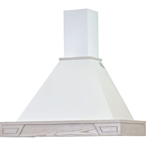 Cappa cucina rustica bianca GINEVRA con cornice in legno intarsio cm 60 (1/2)