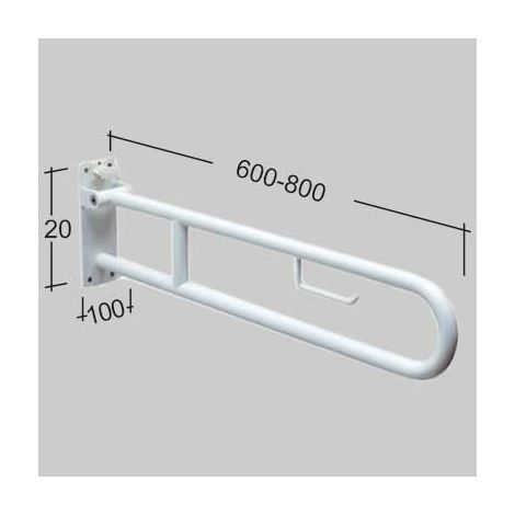 BARRA DI SOSTEGNO RIBALTABILE CON PORTA CARTA IGIENICA - 60 cm
