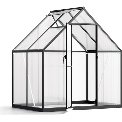 Wolketon Invernadero de jardín, terraza acristalada con estructura de aluminio negro, con certificación CE, fabricada en aluminio y PC (1/5)