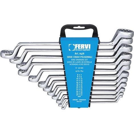 Serie 12 chiavi poligonali 6x7 - 30x32 Fervi 0476