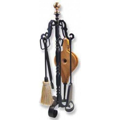 FPLUS juego chimenea 5 pzas. 10093 , Juego de 5 piezas de 68 cms. de alto bola dorada