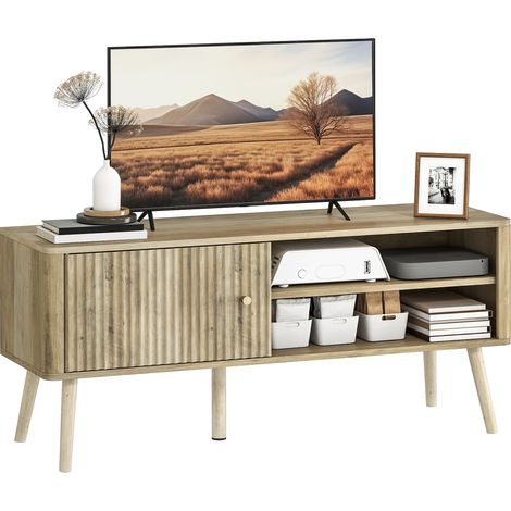 HOMCOM TV Stand Cabinet with Storage for TVs up to 55 Inches, Oak (1/5)