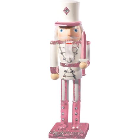Ciao Schiaccianoci Natale Soldatino con alabarda (24cm) in legno glitterato, rosa/bianco (1/3)