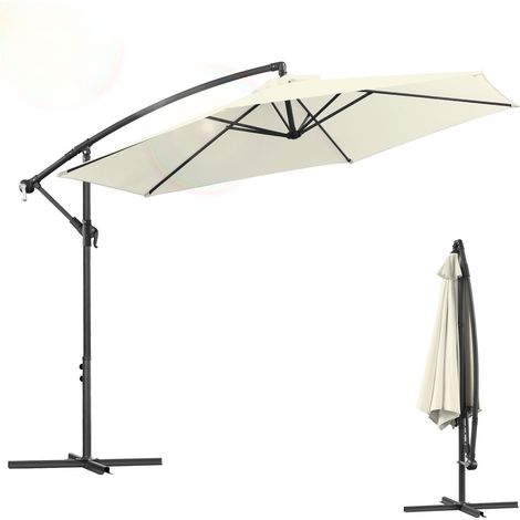 Randaco Sonnenschirm 3m Creme – Großer Terrassenschirm für Garten, Balkon & entspannte Sommertage