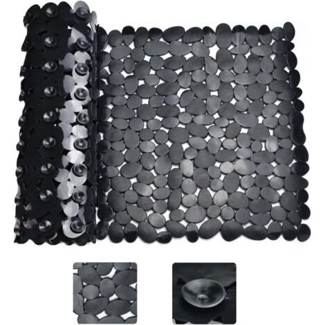 Tappetino da doccia antiscivolo rettangolare nero, tappetino da bagno antimuffa, tappetino da bagno antiscivolo per vasca da bagno, tappetino da doccia con ventosa per bagno, 88 x 40 cm (1/4)