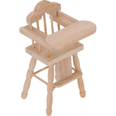 Chaise de salle à manger miniature pour bébé, échelle 1/12, pliable et réaliste, en bois de bouleau. Magnifique décoration pour maison de poupée. (1/5)