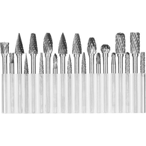 Bohrer-Set, Set mit zweischneidigen Hartmetall-Rotationsbohrern, 20-teilig, 1/8", 1/4" und 1/8" Schaft (1/5)
