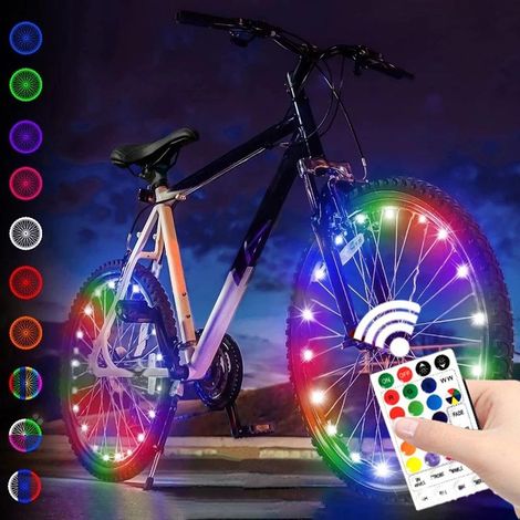 Bande lumineuse LED pour roue de vélo avec télécommande, couleurs vives, étanche et à changement de couleur. (1/5)