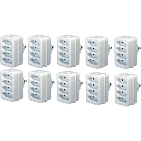 BRENNENSTUHL LOT DE 10 ADAPTATEURS EURO BLANC, 1508040 - 4 PRISES 1208060