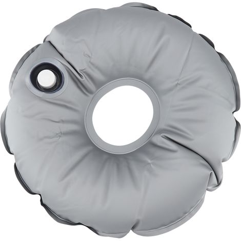Parasol rond pliable portable d'extérieur avec drapeau à plumes, base lestée, sac rempli d'eau (1/5)