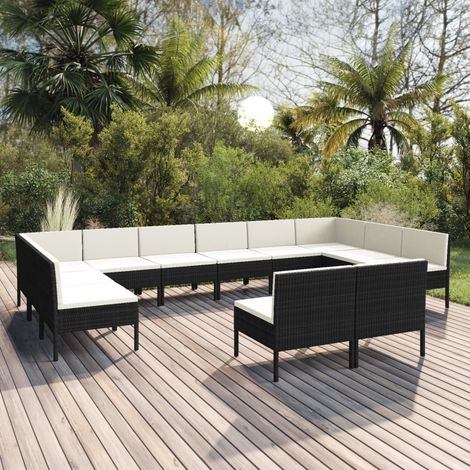 12 PCS Garden Lounge Set con cojines de prueba de Vime PE
