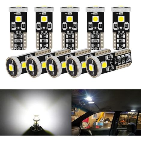 T10 W5W LED Canbus 12V 6000K White 168 2825 501 194 LED License Plate Light Lamp Car Interior Light Motorcycle Side Marker Light (10pcs) (1/5)