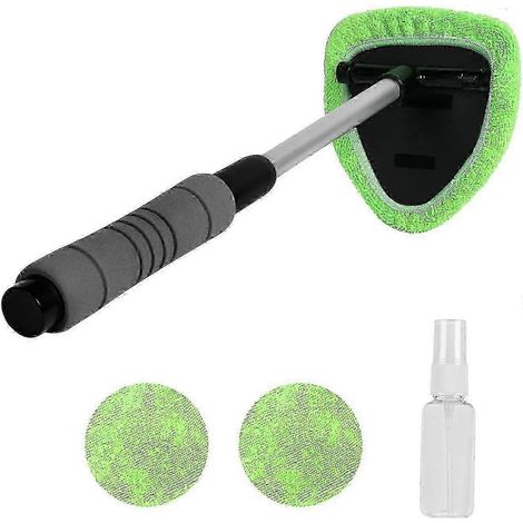 AURA Nettoyeur de pare-brise - Outil de nettoyage en microfibre pour vitres de voiture avec manche extensible et tête de chiffon lavable et réutilisable pour l'intérieur de l'auto (1/5)