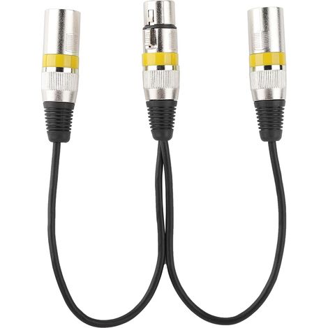 Adaptateur de Splitter Audio XLR Femelle 30cm vers Double Mâle pour Micro Canon, Câble d'Extension Jaune (1/5)