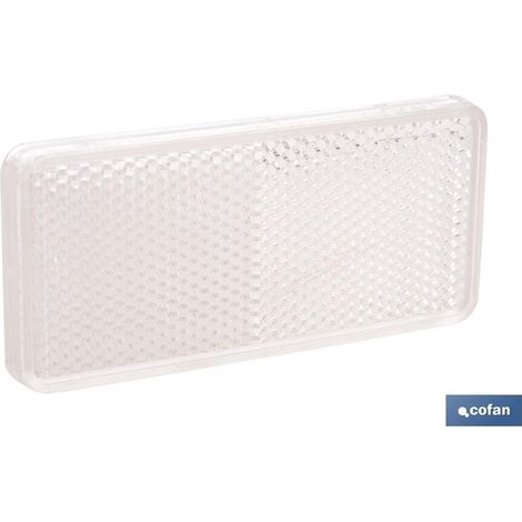 Catadióptrico rectangular blanco 94 x 44 mm con adhesivo resistente al clima (1/4)