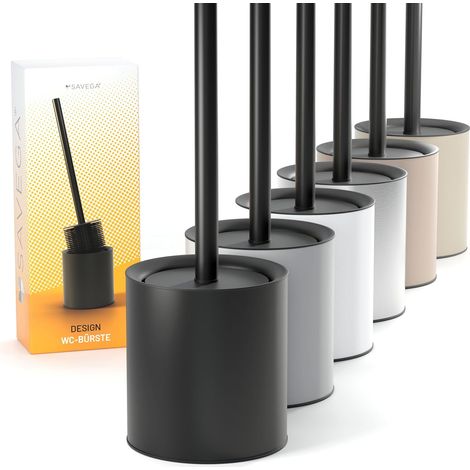 Balayette WC Silicone - Brosse Toilettes WC Noir Mat avec Support Acier INOX et Couvercle Anti-Éclaboussures - Design Élégant et Pratique (1/5)