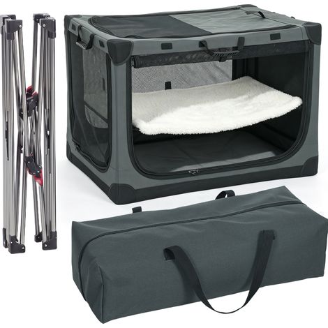 Cage de transport pliable pour chien, avec coussin amovible et lavable, revêtement en tissu Oxford, pour chiens jusqu'à 30 kg, vert armée (1/5)
