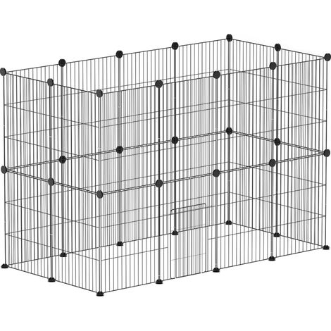 CHICFURN Parque modular para pequeños animales 120x60x80 cm de acero negro con puerta interior (1/5)