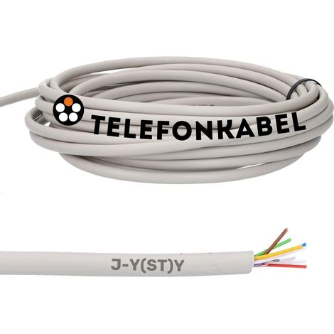 Lapp 25 mètres 1591301 câble téléphonique 2x2x0,6 mm JY(ST) Y ligne téléphonique 2x2x0,6 blindé I ligne de télécommunication I ligne de sonnerie I fil de sonnerie 4 conducteurs I câble d'alarme (1/2)