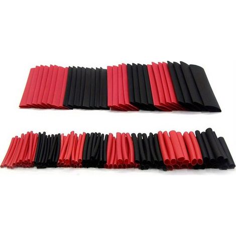 Kit de 127 gaines thermorétractables – 3:1 double paroi – Noir et rouge – Adhésif qualité marine – Bricolage et réparations (1/5)