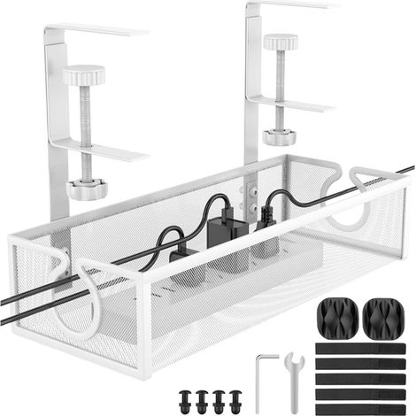 Organisateur Sous Bureau Gestion Multifonctionnelle Pour Câbles En Maille Plateau Métallique en Fil Accessoires Esthétiques pour Table pour la Maison, Studio, Salon, Étude, et (1/5)