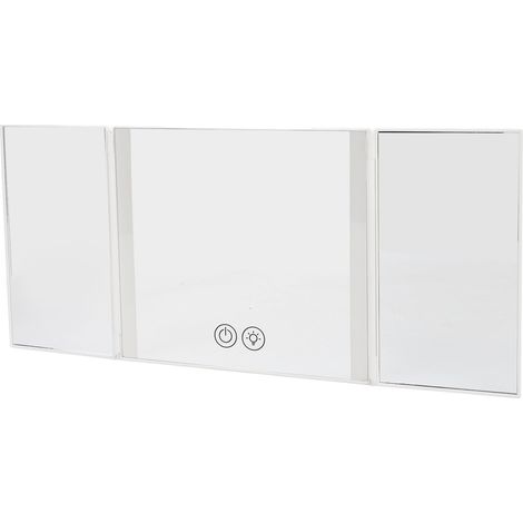 Miroir de courtoisie pliable à triple volet pour pare-soleil de voiture, avec lumière LED, compatible avec la plupart des voitures. (1/5)